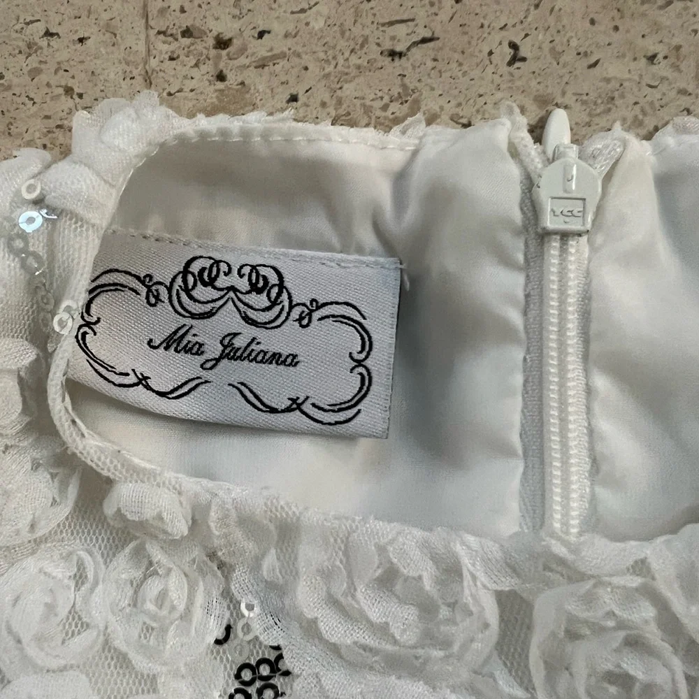 Mia Juliana White Ruffle Formal Dress 12 Month